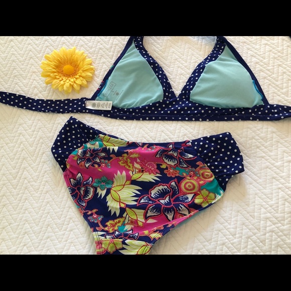 Athlete Cobalt Blue 2 piece print Bikini - Picture 2 of 2